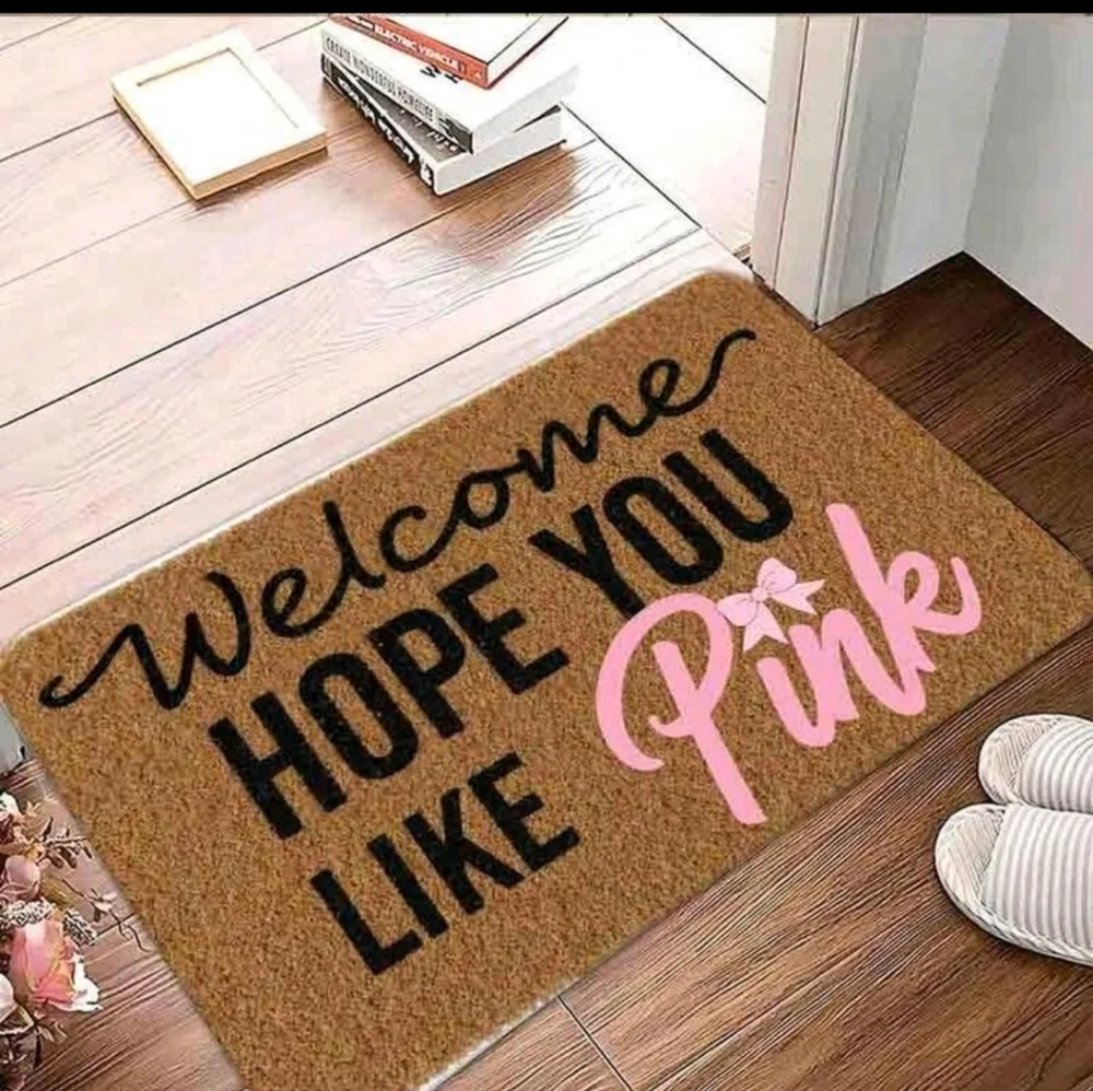 Welcome Doormat - Black and Pink LARGE